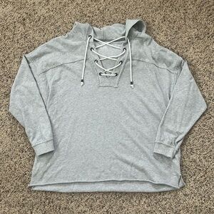 Aerie Gray Tie Front Sweatshirt - Size Extra Small